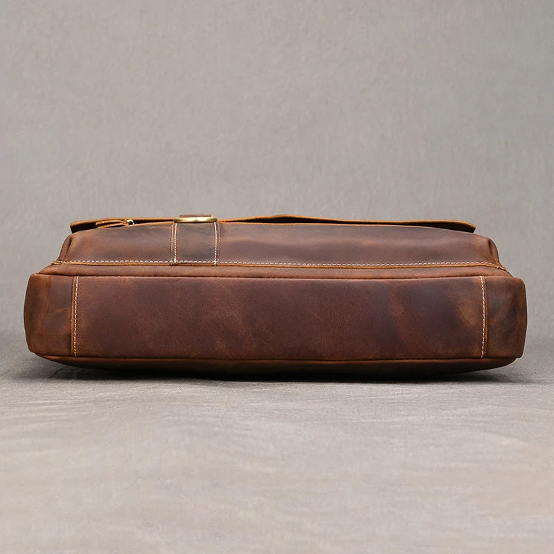 Genuine Leather Briefcase For Men Male Cowskin Laptop Business Handbag Vintage Style Crazy horse leather Shoulder Crossbody Bag