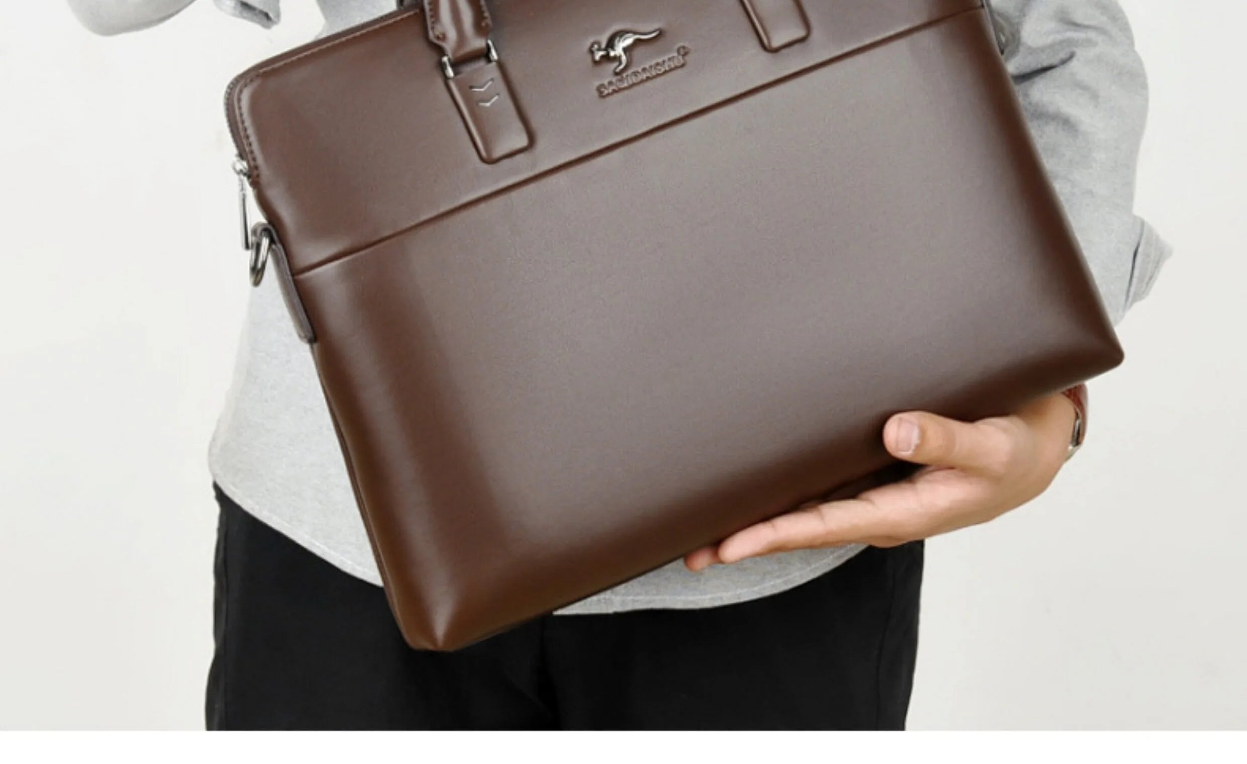 Briefcase men's genuine leather business men's bag handbag single shoulder large capacity casual cowhide crossbody computer bag