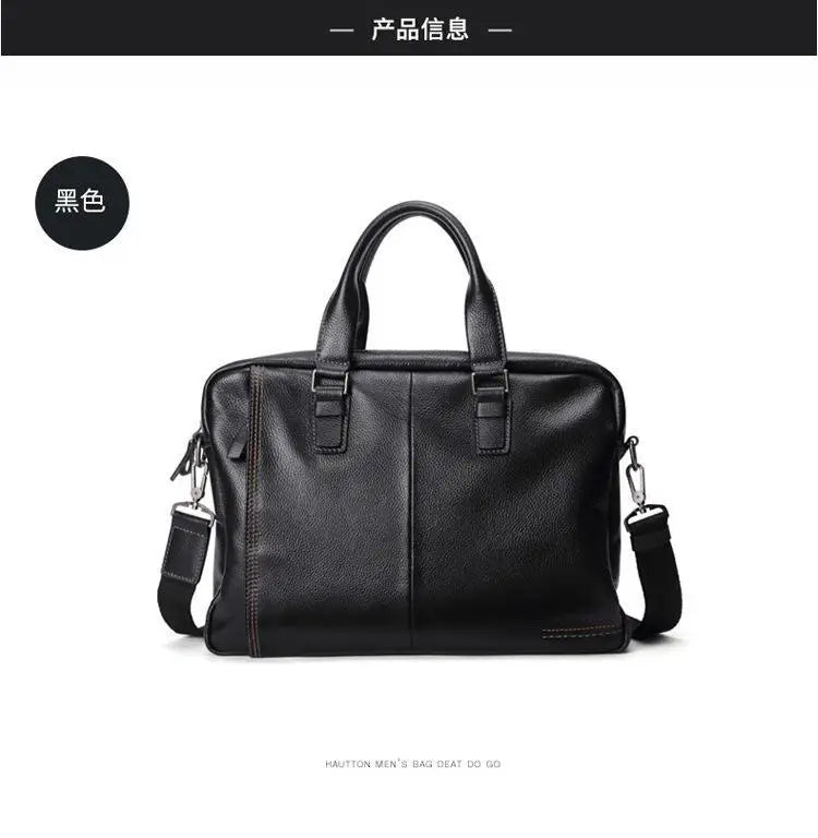 Briefcase Men's Shoulder Bag Real Cowhide Horizontal Business Handbag Casual Trendy Computer Men's Bag