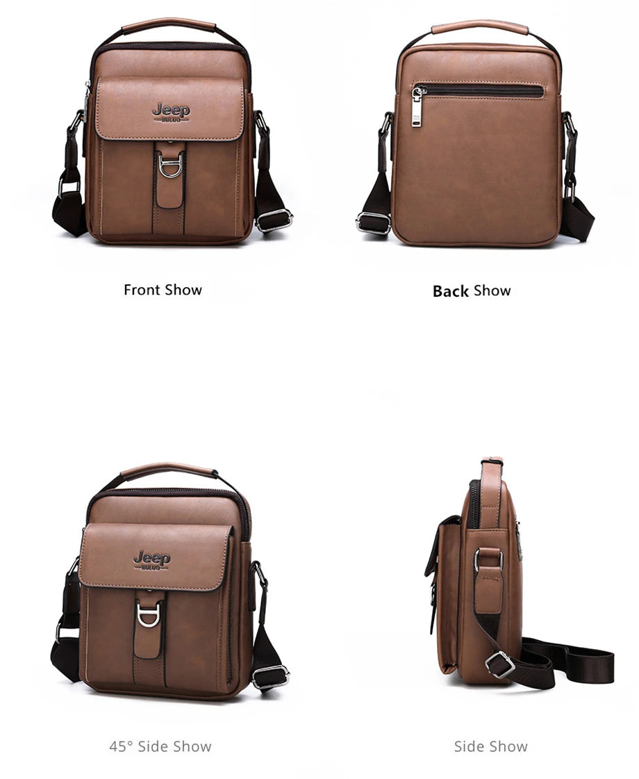 JEEP BULUO Men's bag pu leather Business High quality Waterproof crossbody handbag black brown messnger shoulder bags hot sale