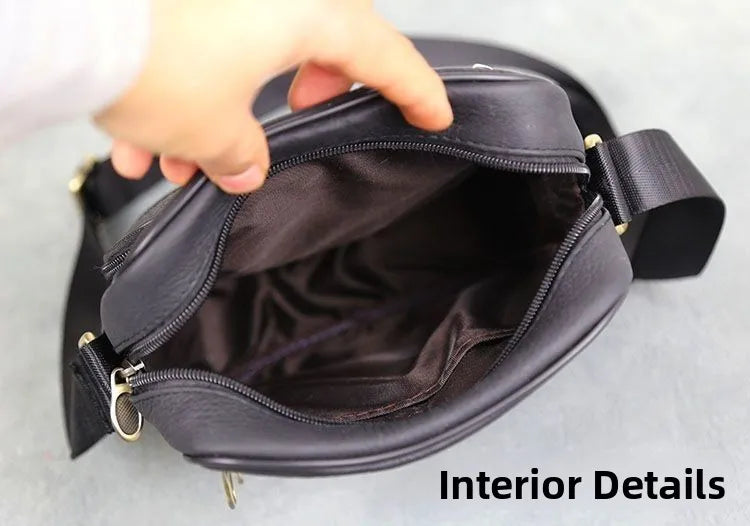 Genuine Leather Men's Shoulder Bag Cowhide Crossbody Business Backpack Multi-Layered Briefcase American Retro Style