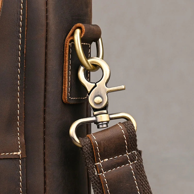 Genuine Leather Briefcase For Men Male Cowskin Laptop Business Handbag Vintage Style Crazy horse leather Shoulder Crossbody Bag