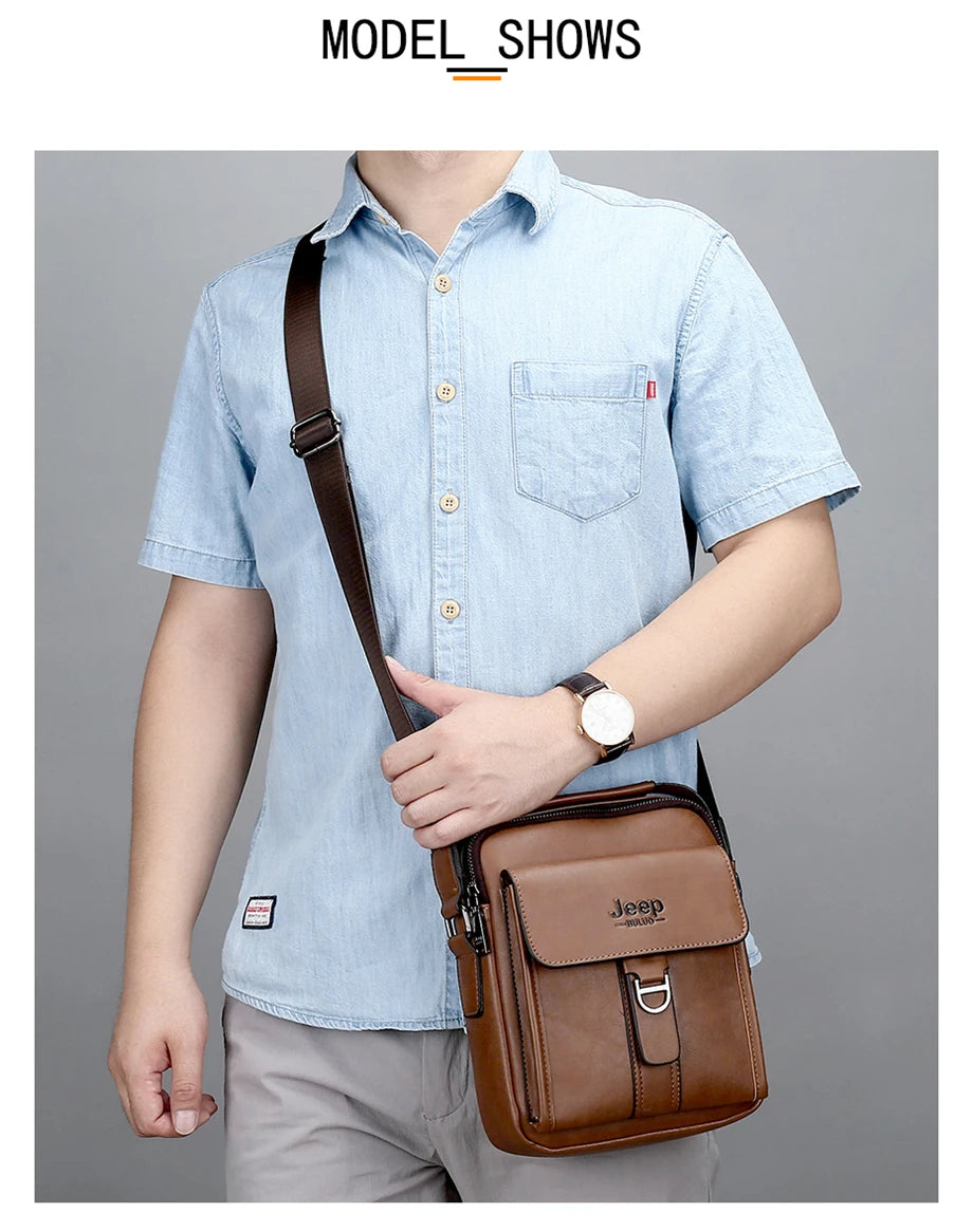 JEEP BULUO Men's bag pu leather Business High quality Waterproof crossbody handbag black brown messnger shoulder bags hot sale
