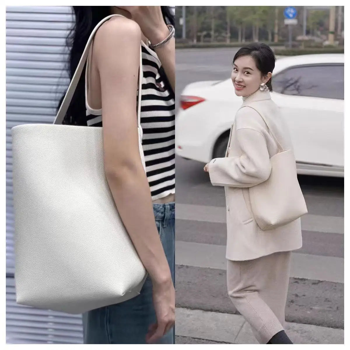 High Quality Bucket Bag Genuine Leather Shoulder Premium Large-capacity Cowhide Commuter Fashionable Relaxed Versatile NO LOGO