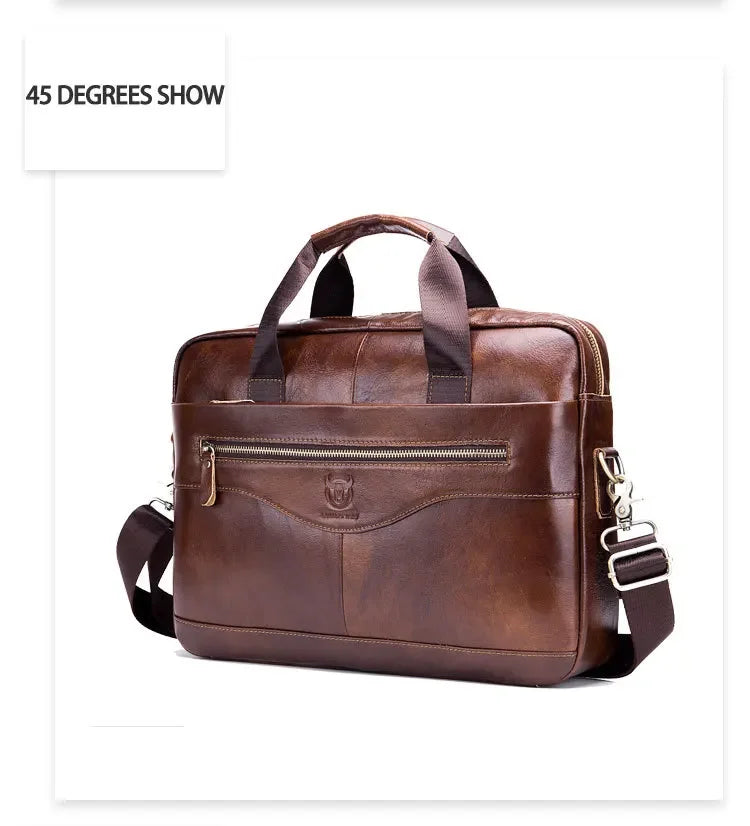 BULLCAPTAIN Cow Leather Briefcase Men Handbags High Quality Business Laptop Massager Bag Men Brand Real Leather Handbags