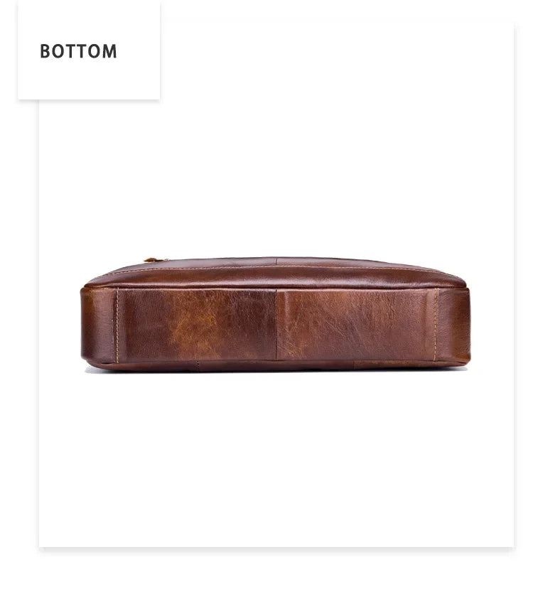 BULLCAPTAIN Cow Leather Briefcase Men Handbags High Quality Business Laptop Massager Bag Men Brand Real Leather Handbags