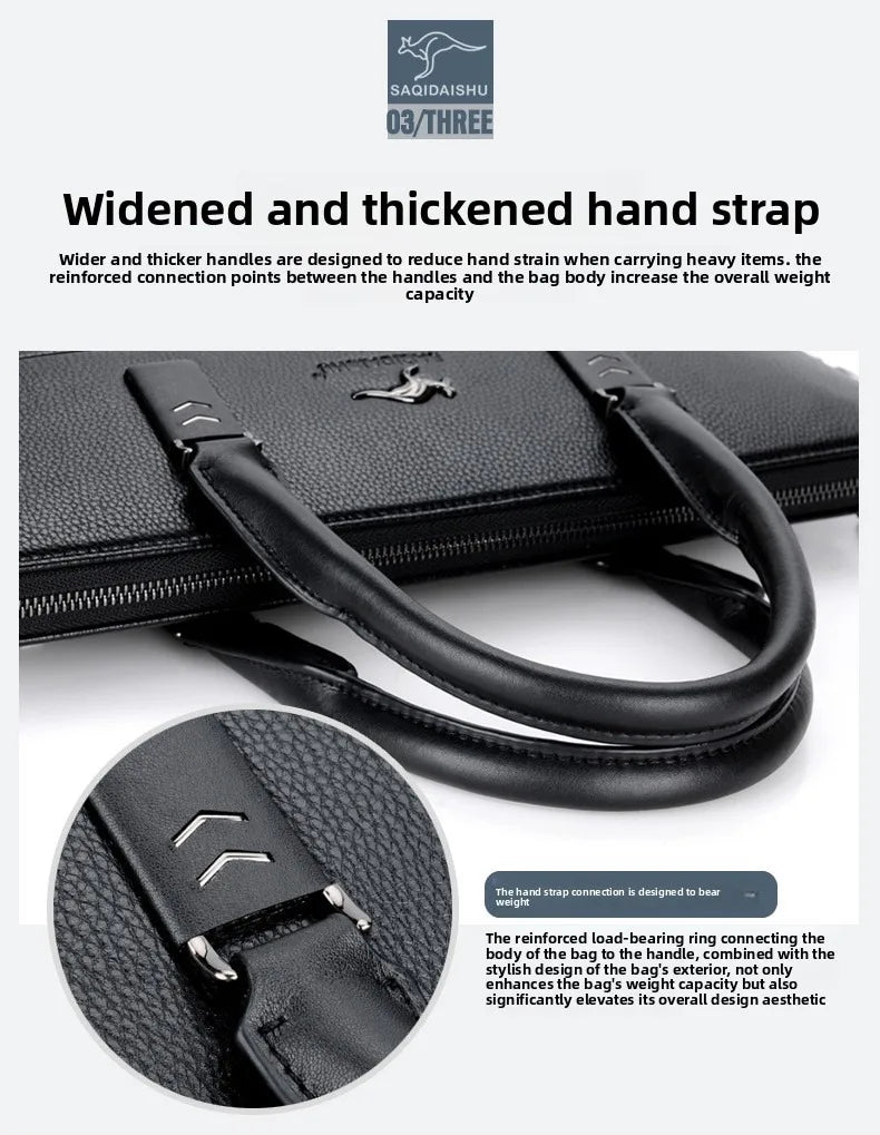 Briefcase men's genuine leather business men's bag handbag single shoulder large capacity casual cowhide crossbody computer bag