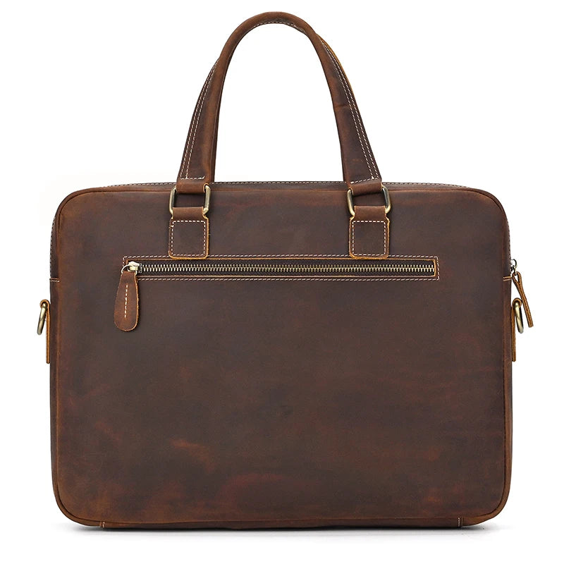 Genuine Leather Briefcase For Men Male Cowskin Laptop Business Handbag Vintage Style Crazy horse leather Shoulder Crossbody Bag