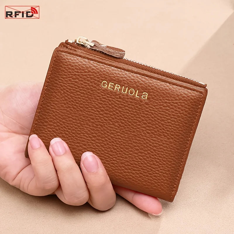 GERUOLA Wo's RFID Blocking Wallet - Slim Lightweight 2-in-1 Zippered Card Holder & Coin Purse, Foldable Compact Design with Mult