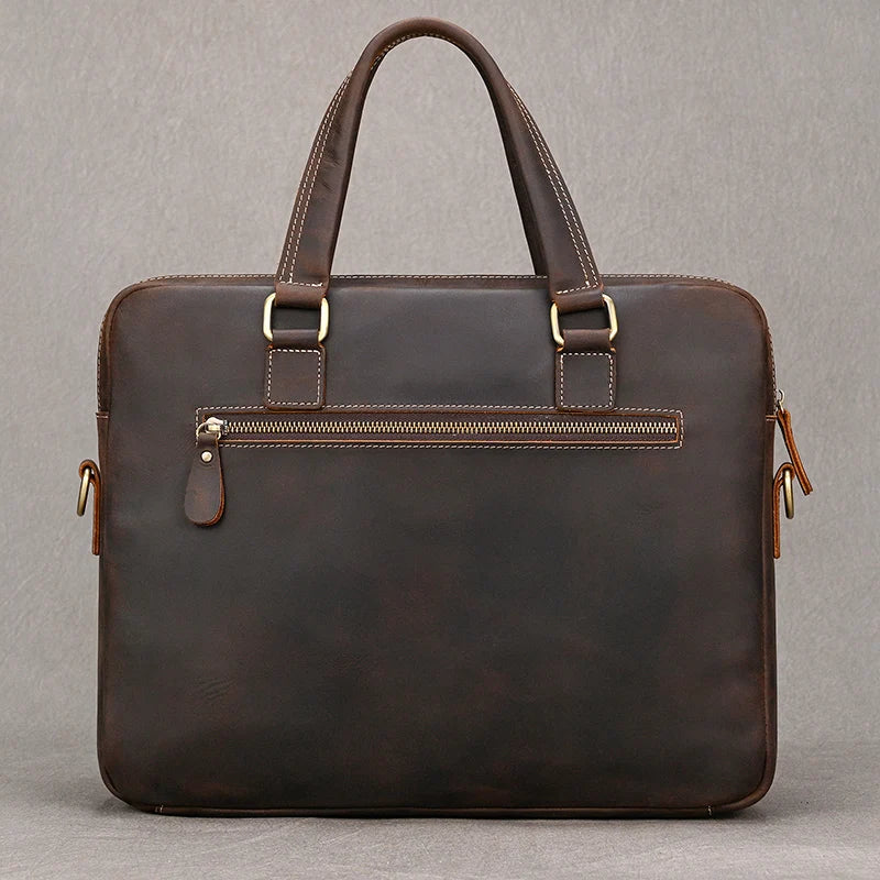 Genuine Leather Briefcase For Men Male Cowskin Laptop Business Handbag Vintage Style Crazy horse leather Shoulder Crossbody Bag