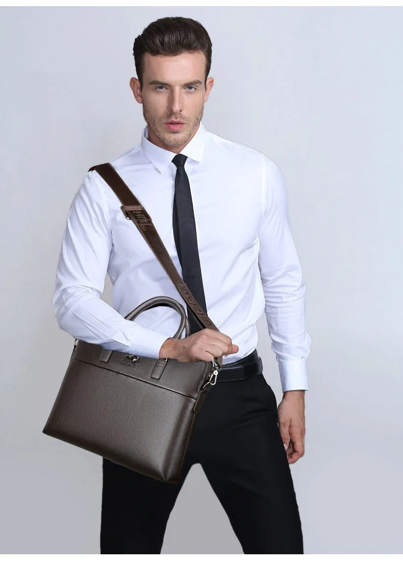 Briefcase men's genuine leather business men's bag handbag single shoulder large capacity casual cowhide crossbody computer bag