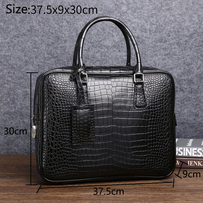 Genuine Leather Bag Men's briefcase High Quality Business handbag Real Cowhide Leather Crocodile pattern Tote Bag