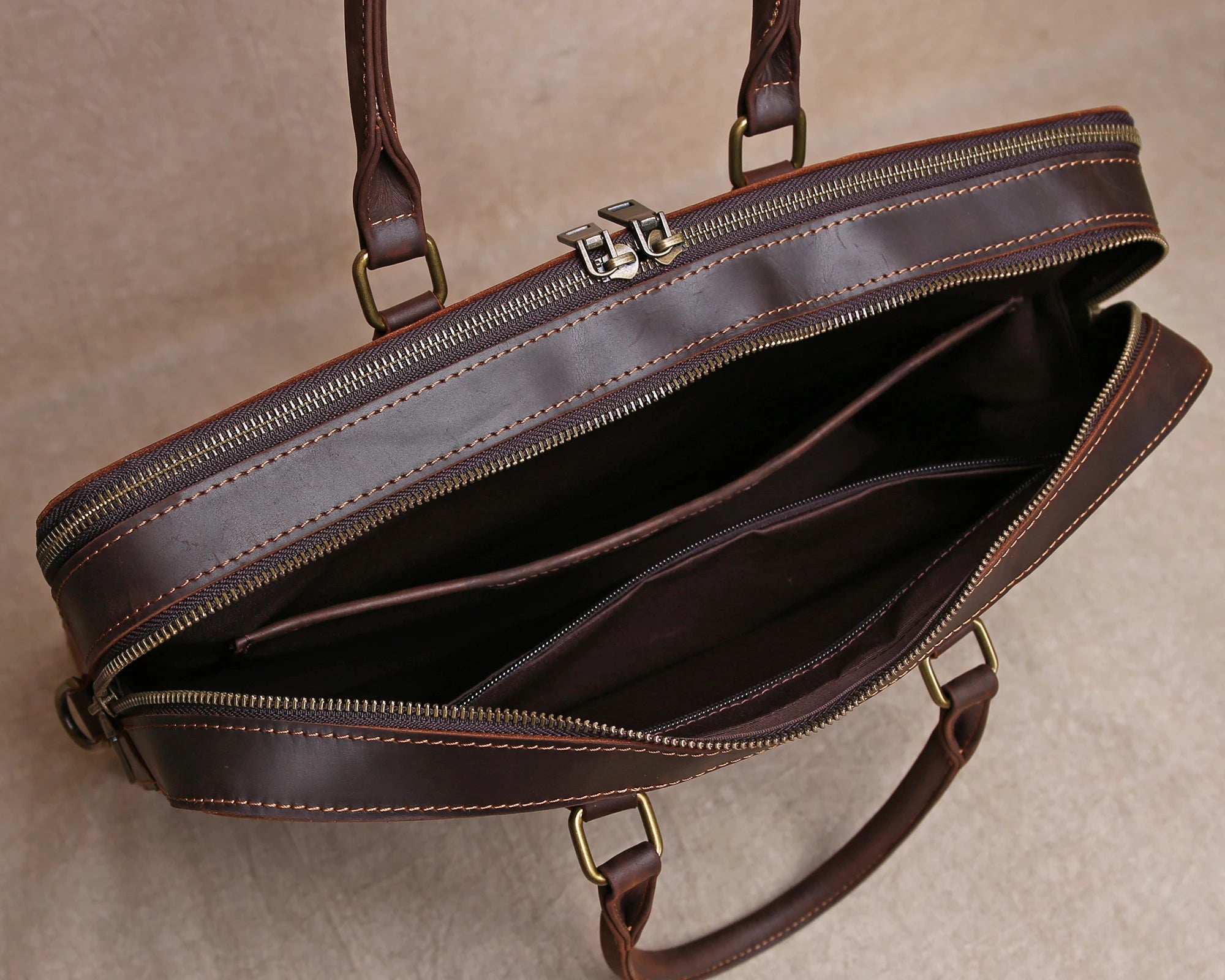 Original Business Casual Genuine Leather Briefcase, Hand-Held Bag, Top Layer Cowhide Computer Bag, Single-Shoulder Bag