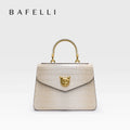 BAFELLI Fashionable Crocodile Pattern Genuine Leather Handbag Features Detachable Cowhide Shoulder Strap Suitable for Hand Held
