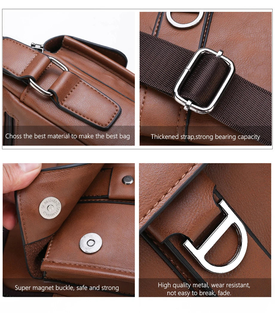 JEEP BULUO Men's bag pu leather Business High quality Waterproof crossbody handbag black brown messnger shoulder bags hot sale