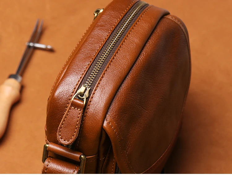 GURO High Quality Head Layer Cowhide Shoulder Bag Men's Genuine Leather Small Crossbody Man's Luxury Satchel Daily Mobile Pouch