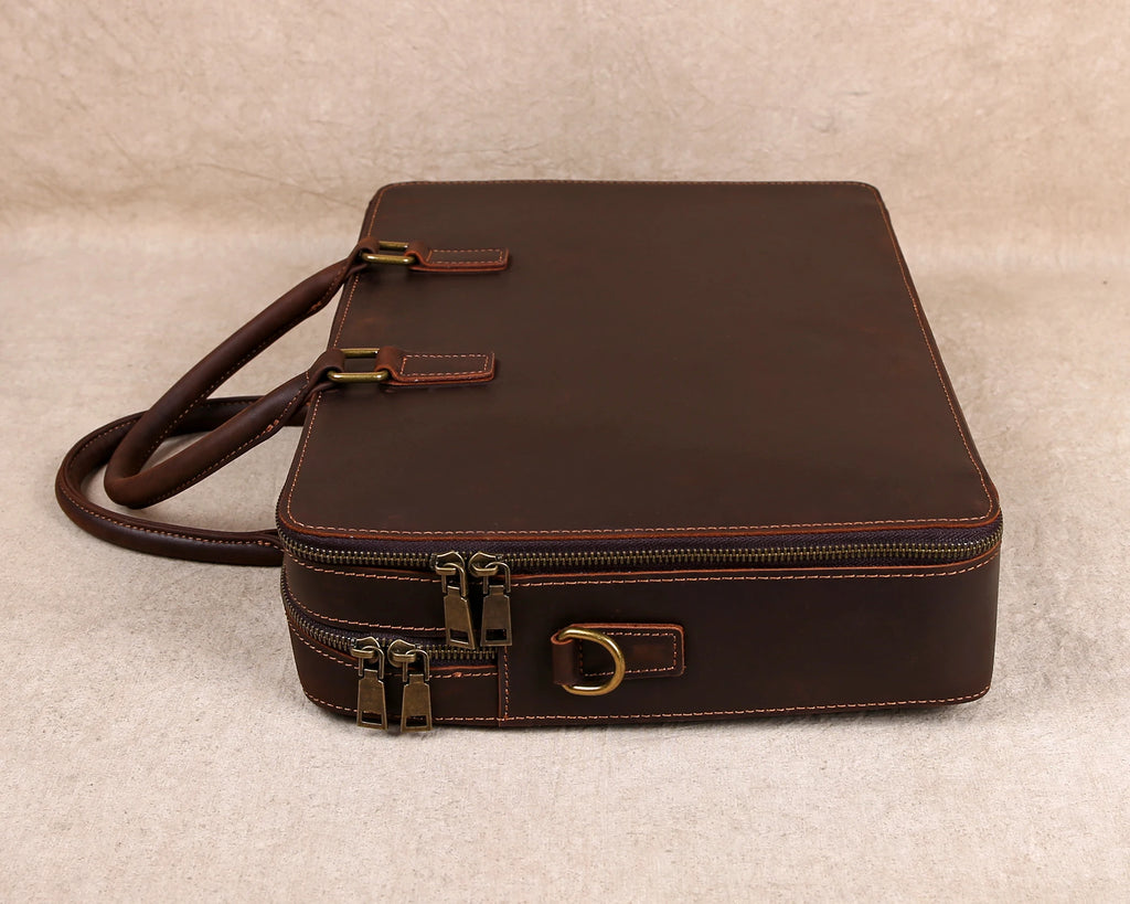 Original Business Casual Genuine Leather Briefcase, Hand-Held Bag, Top Layer Cowhide Computer Bag, Single-Shoulder Bag