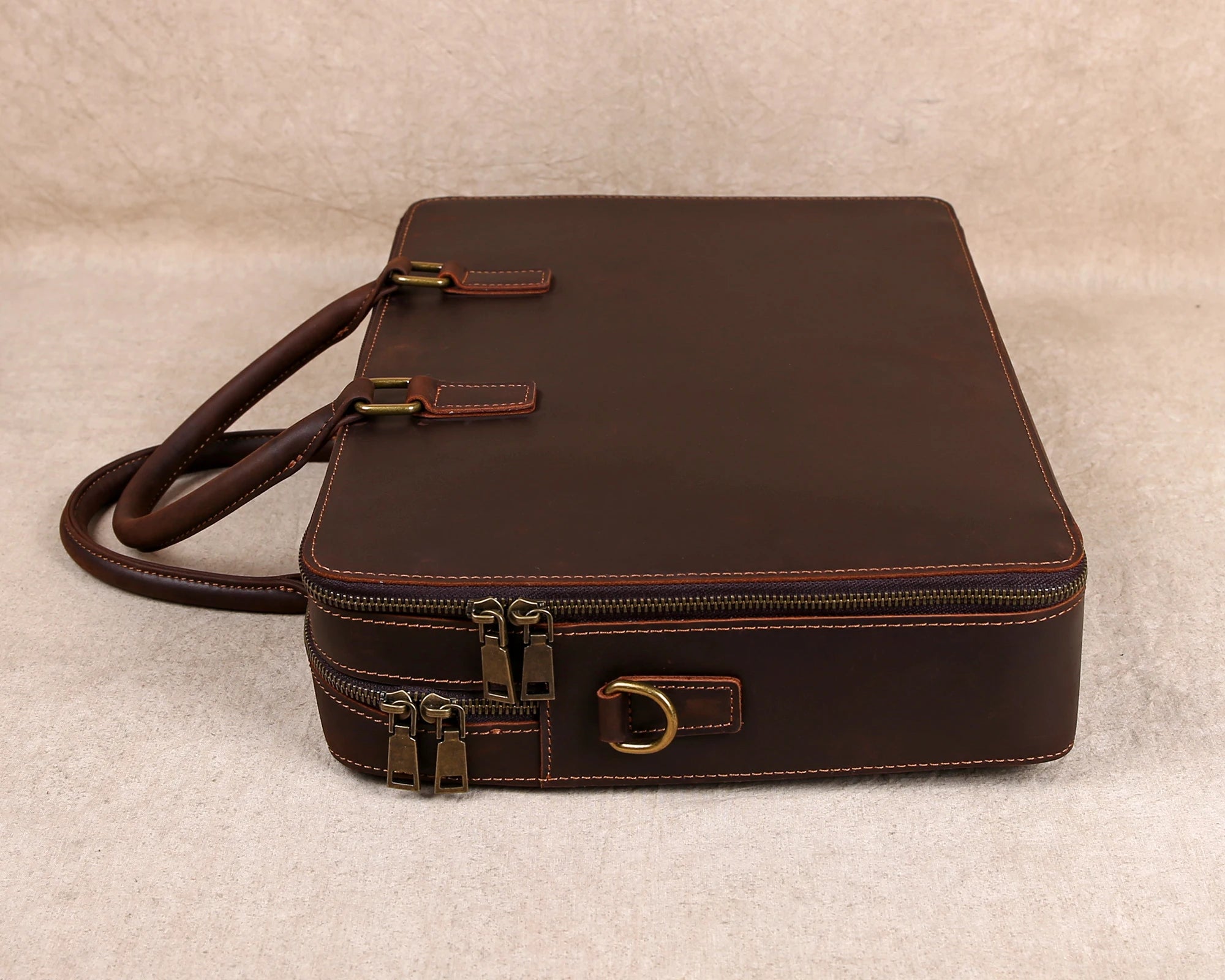 Original Business Casual Genuine Leather Briefcase, Hand-Held Bag, Top Layer Cowhide Computer Bag, Single-Shoulder Bag