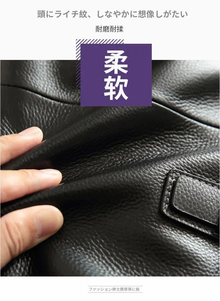 Briefcase Men's Shoulder Bag Real Cowhide Horizontal Business Handbag Casual Trendy Computer Men's Bag
