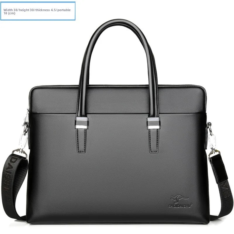 Briefcase men's genuine leather business men's bag handbag single shoulder large capacity casual cowhide crossbody computer bag