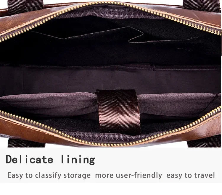 BULLCAPTAIN Cow Leather Briefcase Men Handbags High Quality Business Laptop Massager Bag Men Brand Real Leather Handbags
