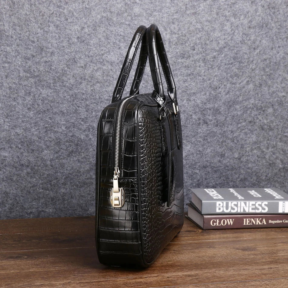 Genuine Leather Bag Men's briefcase High Quality Business handbag Real Cowhide Leather Crocodile pattern Tote Bag
