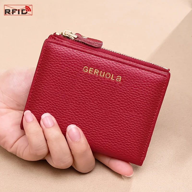 GERUOLA Wo's RFID Blocking Wallet - Slim Lightweight 2-in-1 Zippered Card Holder & Coin Purse, Foldable Compact Design with Mult