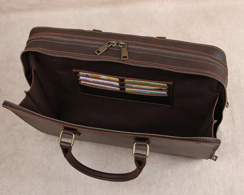 Original Business Casual Genuine Leather Briefcase, Hand-Held Bag, Top Layer Cowhide Computer Bag, Single-Shoulder Bag