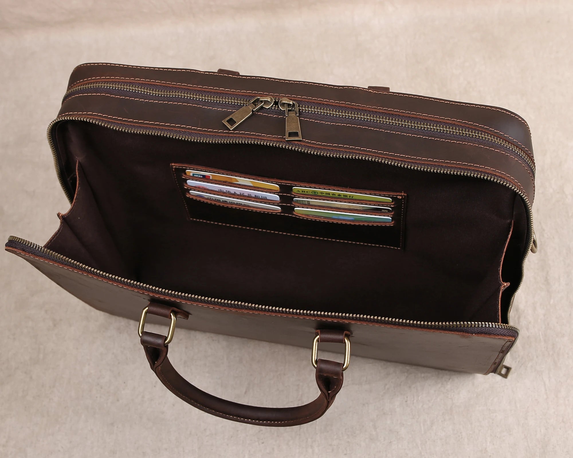 Original Business Casual Genuine Leather Briefcase, Hand-Held Bag, Top Layer Cowhide Computer Bag, Single-Shoulder Bag