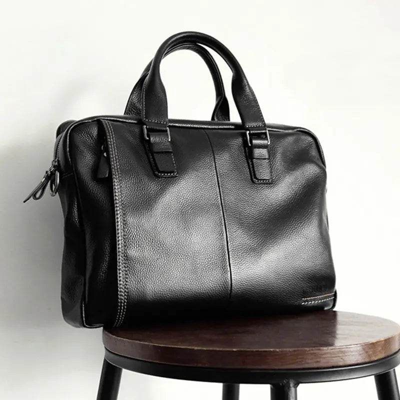 Briefcase Men's Shoulder Bag Real Cowhide Horizontal Business Handbag Casual Trendy Computer Men's Bag