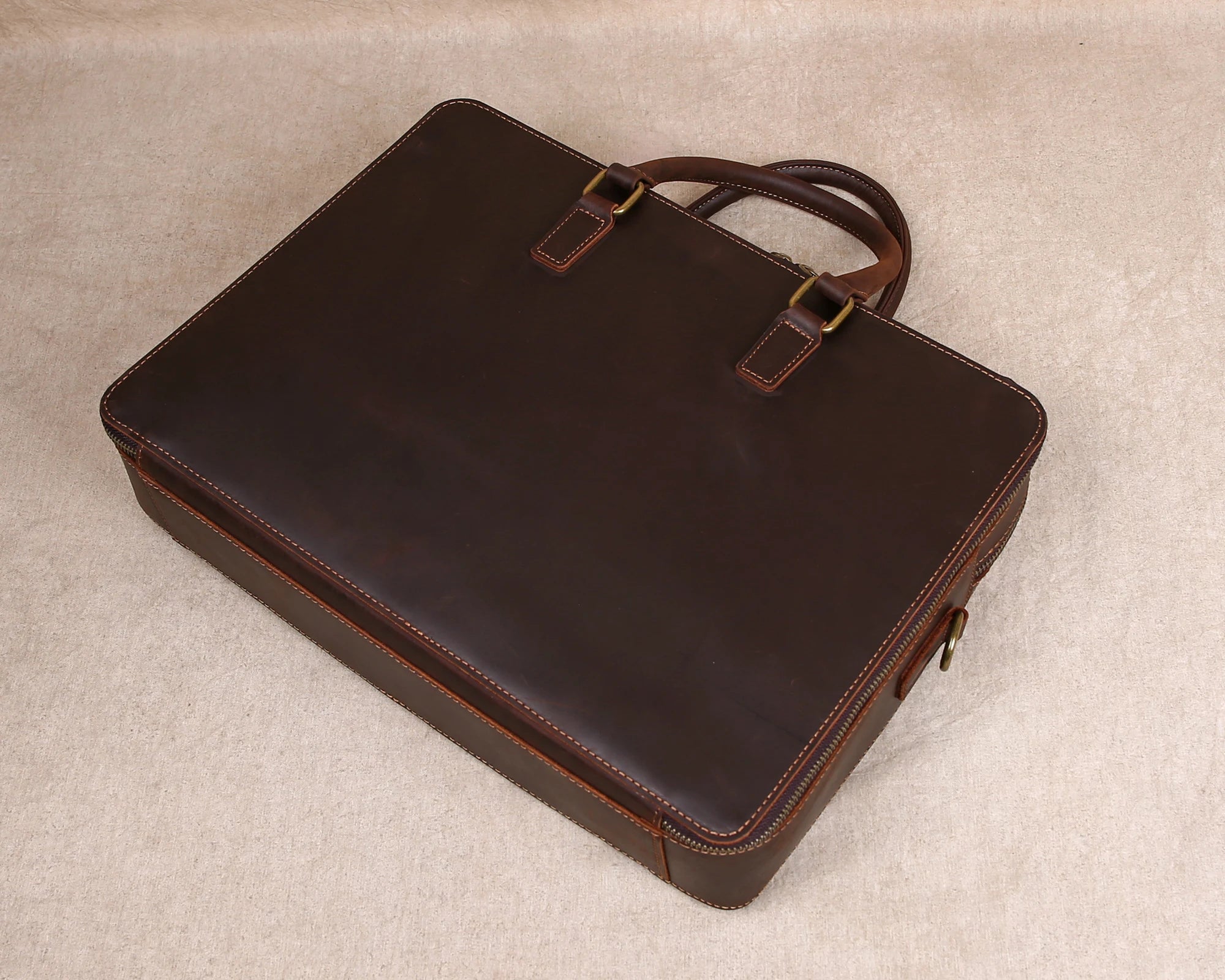 Original Business Casual Genuine Leather Briefcase, Hand-Held Bag, Top Layer Cowhide Computer Bag, Single-Shoulder Bag
