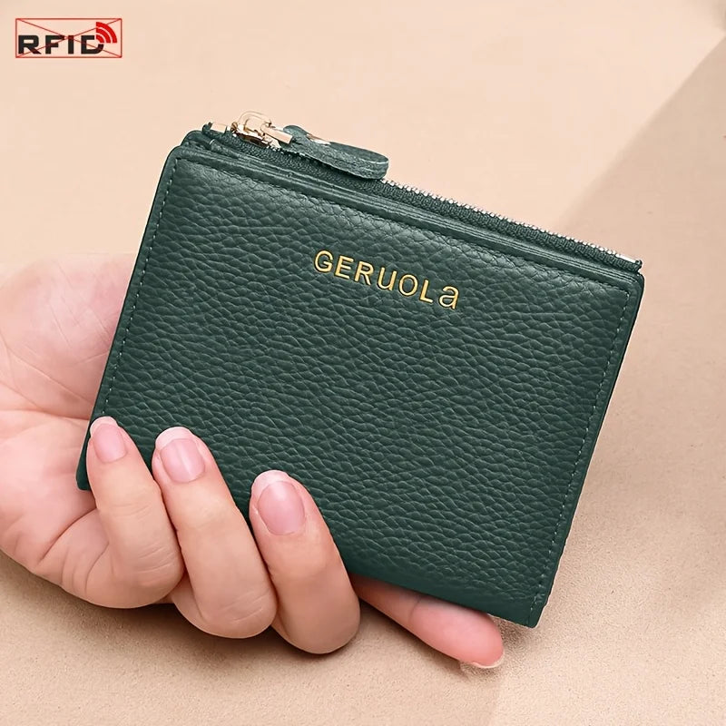 GERUOLA Wo's RFID Blocking Wallet - Slim Lightweight 2-in-1 Zippered Card Holder & Coin Purse, Foldable Compact Design with Mult
