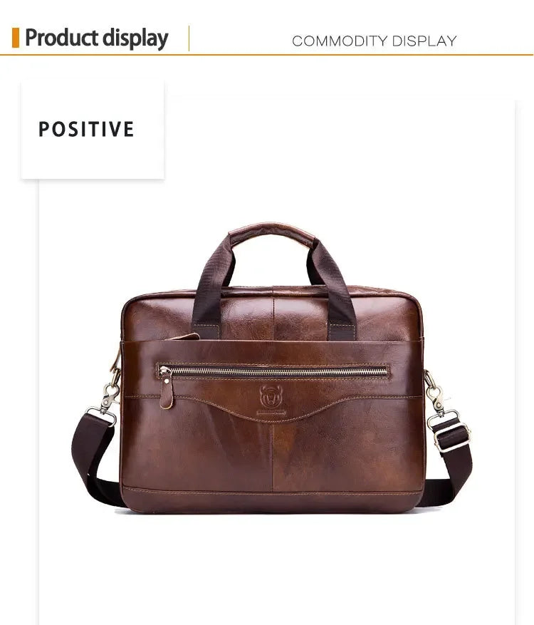 BULLCAPTAIN Cow Leather Briefcase Men Handbags High Quality Business Laptop Massager Bag Men Brand Real Leather Handbags