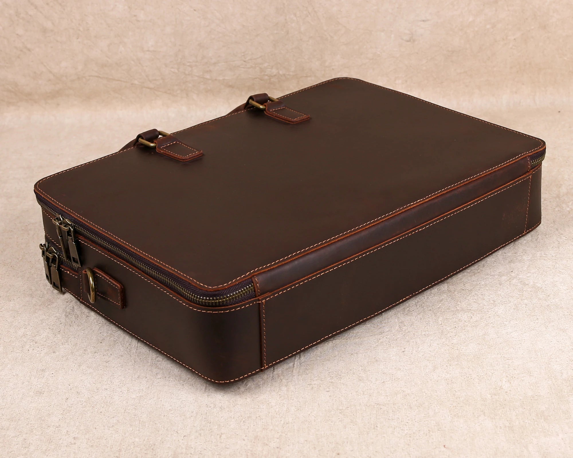 Original Business Casual Genuine Leather Briefcase, Hand-Held Bag, Top Layer Cowhide Computer Bag, Single-Shoulder Bag