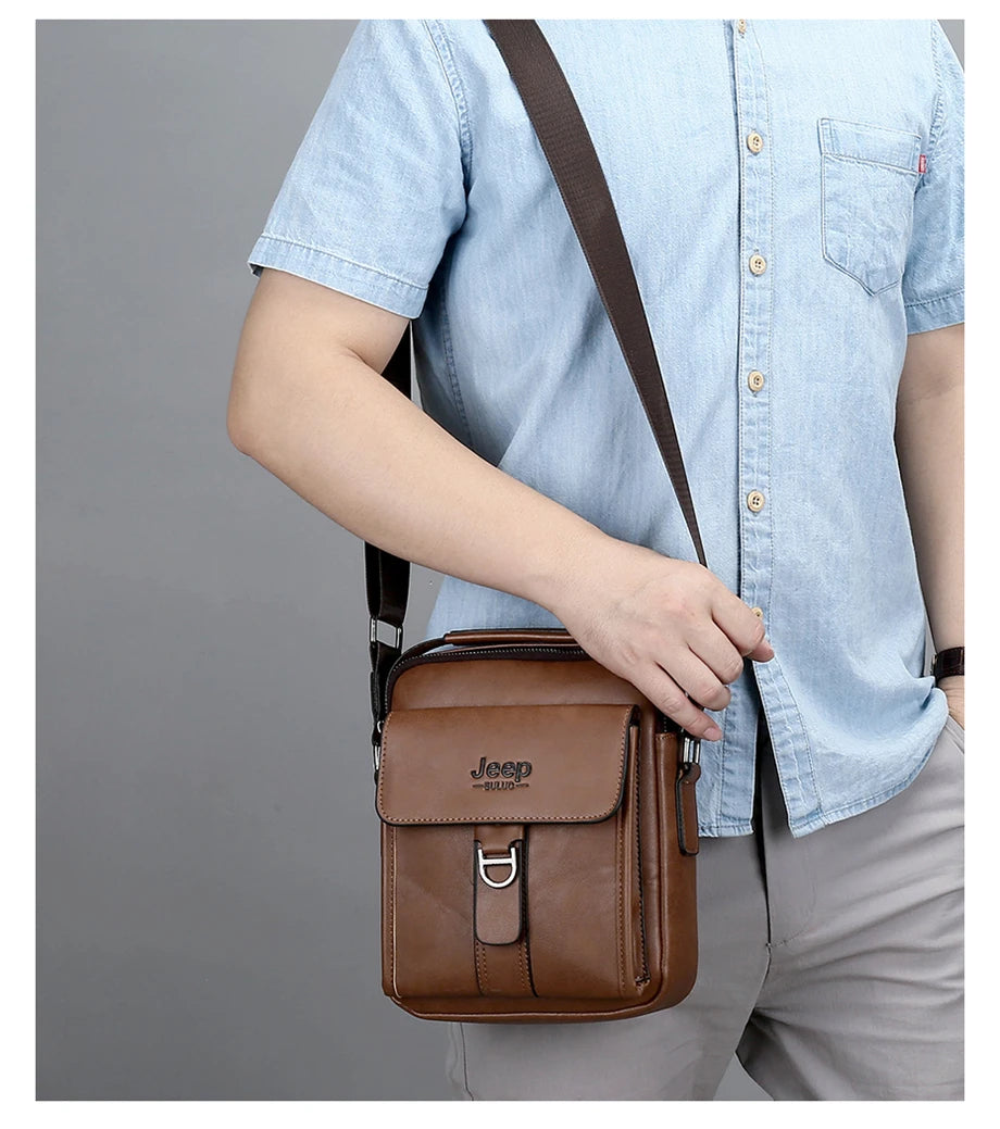 JEEP BULUO Men's bag pu leather Business High quality Waterproof crossbody handbag black brown messnger shoulder bags hot sale