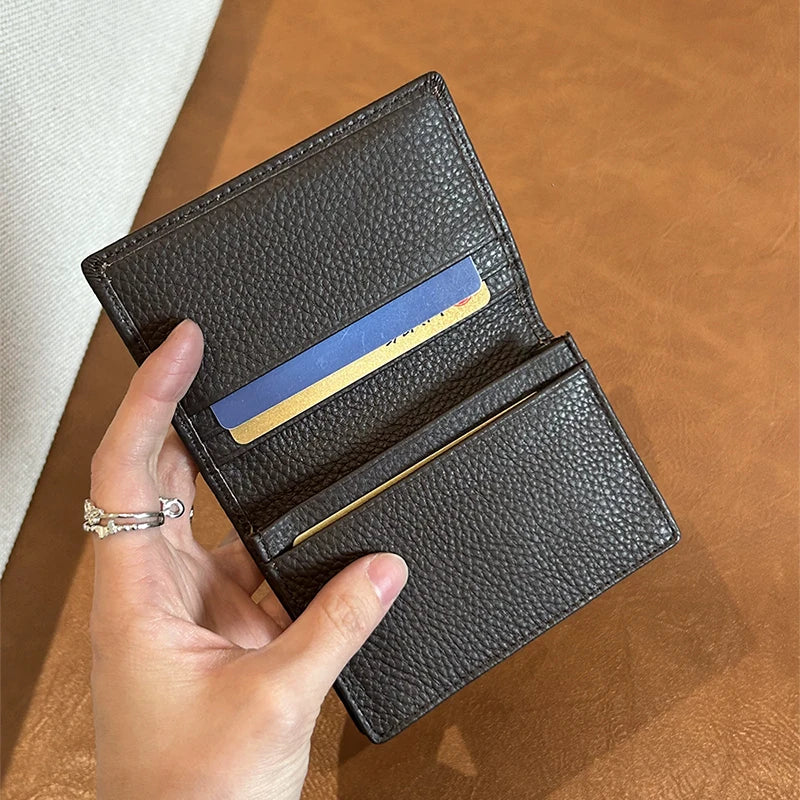 Cowhide Luxury Business Card Holder Engraving Fashion Simple Card Wallet Personalized Woman Man Card Bag Casual Coin Purse Gift