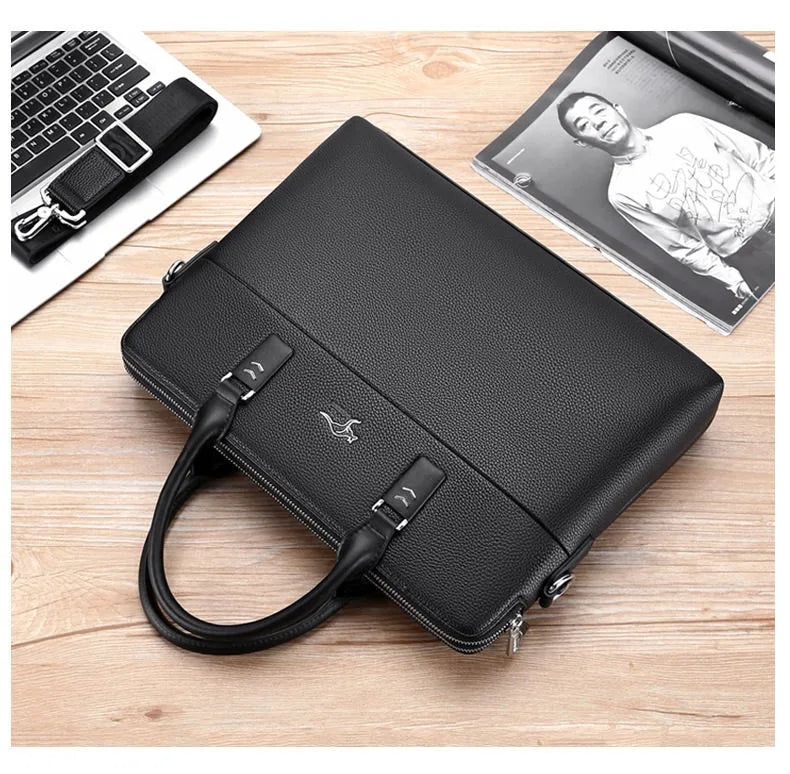 Briefcase men's genuine leather business men's bag handbag single shoulder large capacity casual cowhide crossbody computer bag