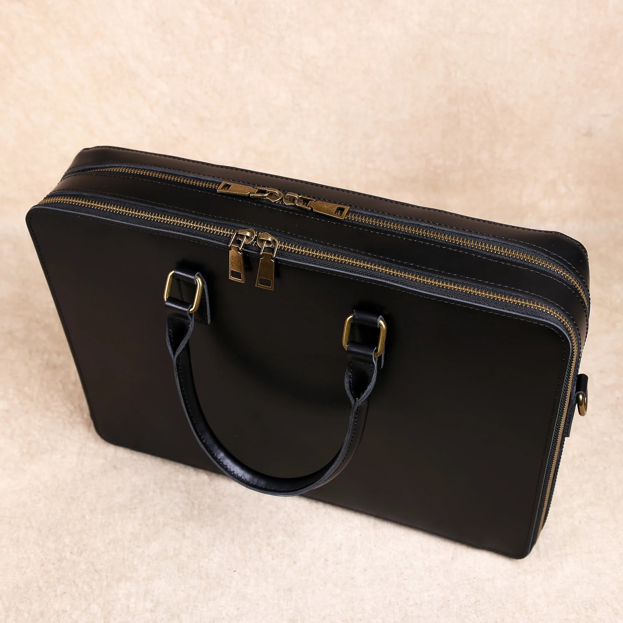 Original Business Casual Genuine Leather Briefcase, Hand-Held Bag, Top Layer Cowhide Computer Bag, Single-Shoulder Bag
