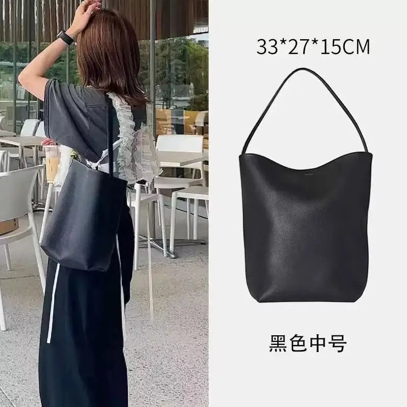 High Quality Bucket Bag Genuine Leather Shoulder Premium Large-capacity Cowhide Commuter Fashionable Relaxed Versatile NO LOGO