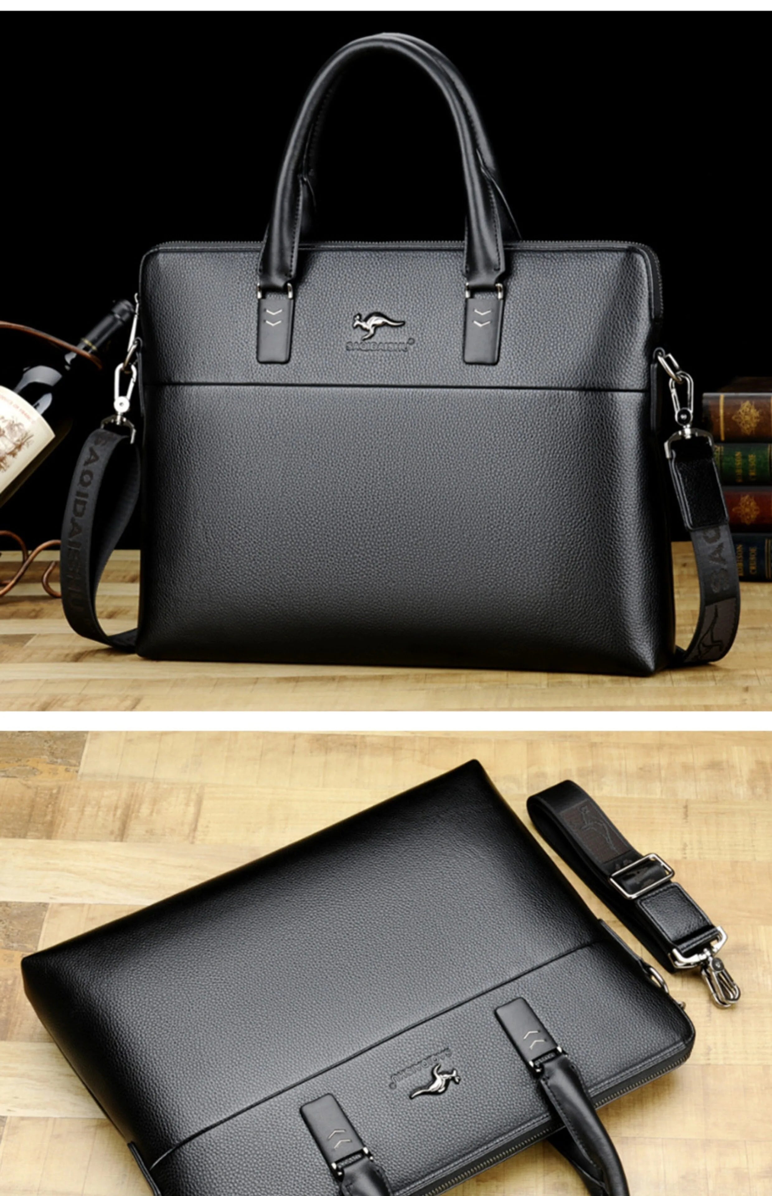 Briefcase men's genuine leather business men's bag handbag single shoulder large capacity casual cowhide crossbody computer bag