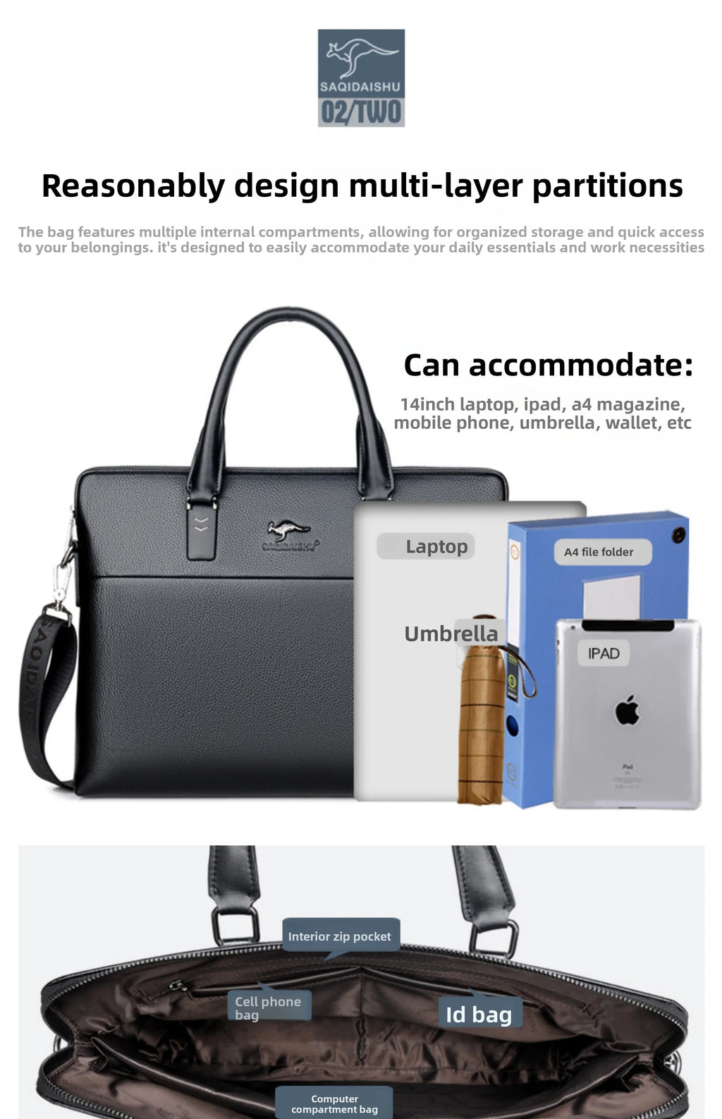 Briefcase men's genuine leather business men's bag handbag single shoulder large capacity casual cowhide crossbody computer bag