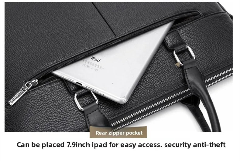 Briefcase men's genuine leather business men's bag handbag single shoulder large capacity casual cowhide crossbody computer bag