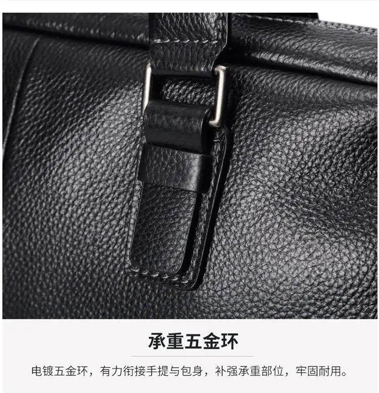 Briefcase Men's Shoulder Bag Real Cowhide Horizontal Business Handbag Casual Trendy Computer Men's Bag