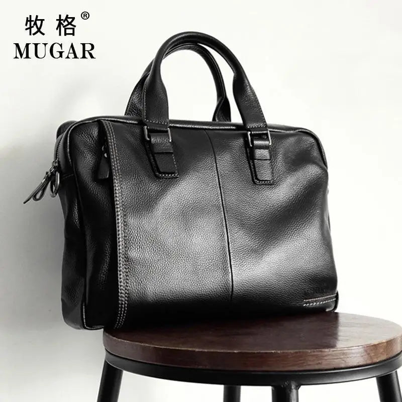 Briefcase Men's Shoulder Bag Real Cowhide Horizontal Business Handbag Casual Trendy Computer Men's Bag