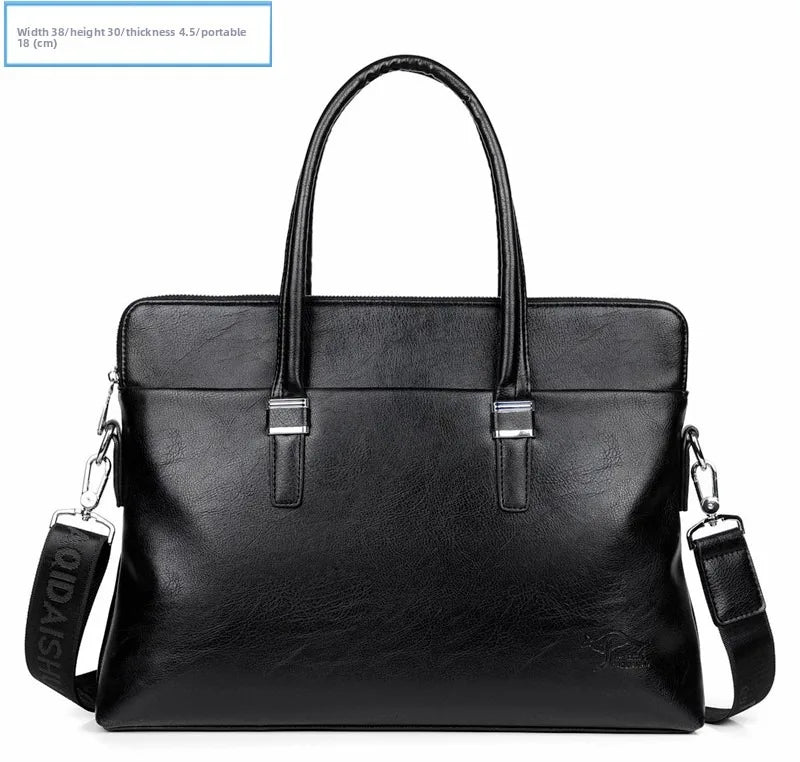 Briefcase men's genuine leather business men's bag handbag single shoulder large capacity casual cowhide crossbody computer bag