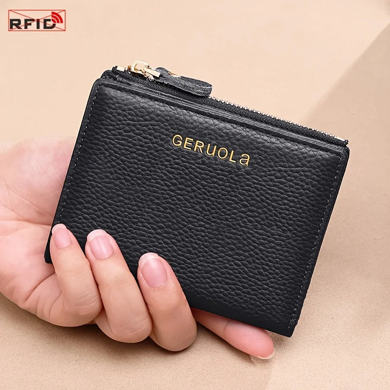 GERUOLA Wo's RFID Blocking Wallet - Slim Lightweight 2-in-1 Zippered Card Holder & Coin Purse, Foldable Compact Design with Mult
