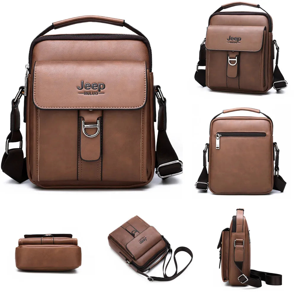 JEEP BULUO Men's bag pu leather Business High quality Waterproof crossbody handbag black brown messnger shoulder bags hot sale