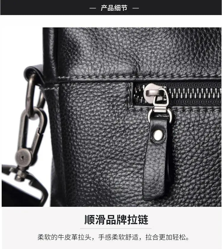 Briefcase Men's Shoulder Bag Real Cowhide Horizontal Business Handbag Casual Trendy Computer Men's Bag