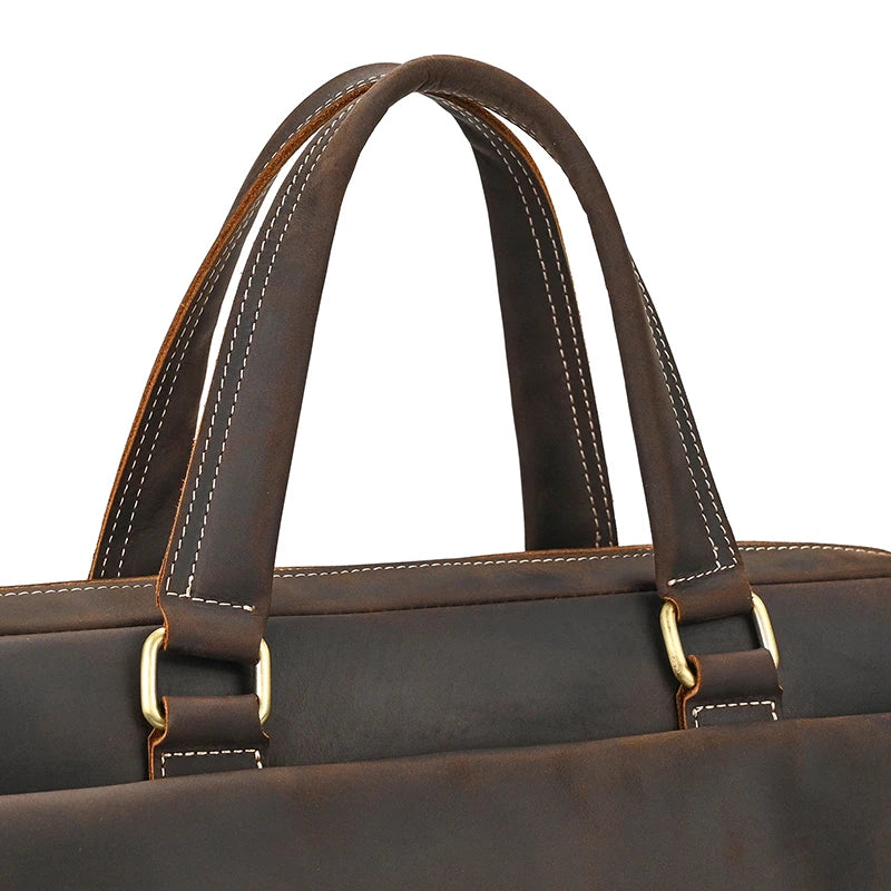 Genuine Leather Briefcase For Men Male Cowskin Laptop Business Handbag Vintage Style Crazy horse leather Shoulder Crossbody Bag